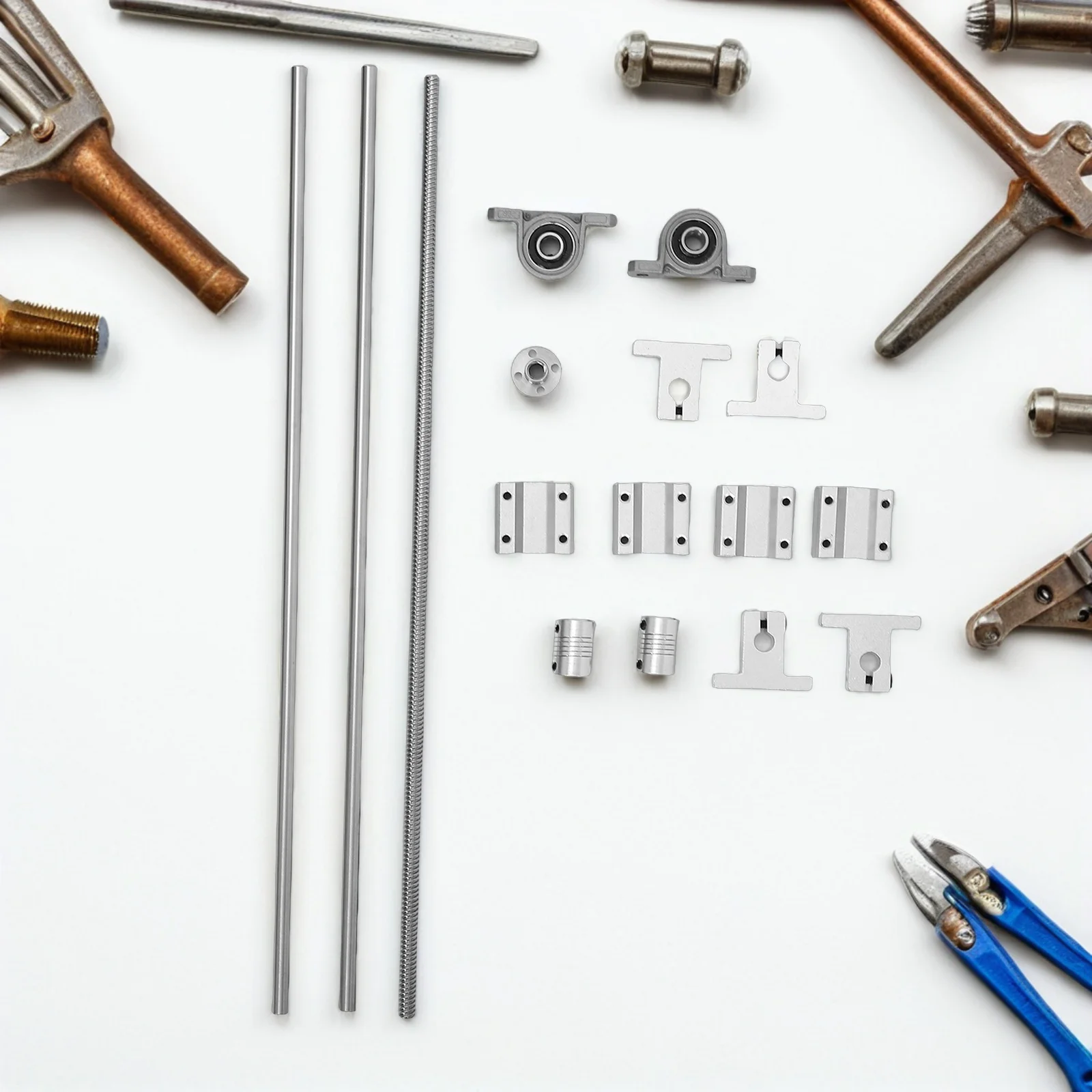 1 Set 8Mm Optical Axes Guide Rod Linear Bearing Blocks Kit For 3D Printer Stainless Steel Shaft Support Slider Parts Assembly 3D