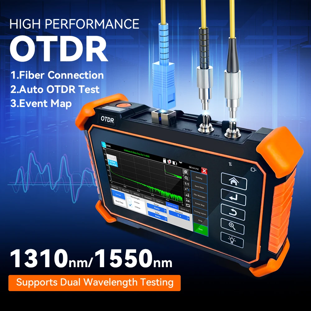 NOYAFA 4 Inch OTDR Tester Active fibe Fiber Optic Reflectometer with VFL OLS OPM Event Map 24/26dB for 100km Fiber Tester