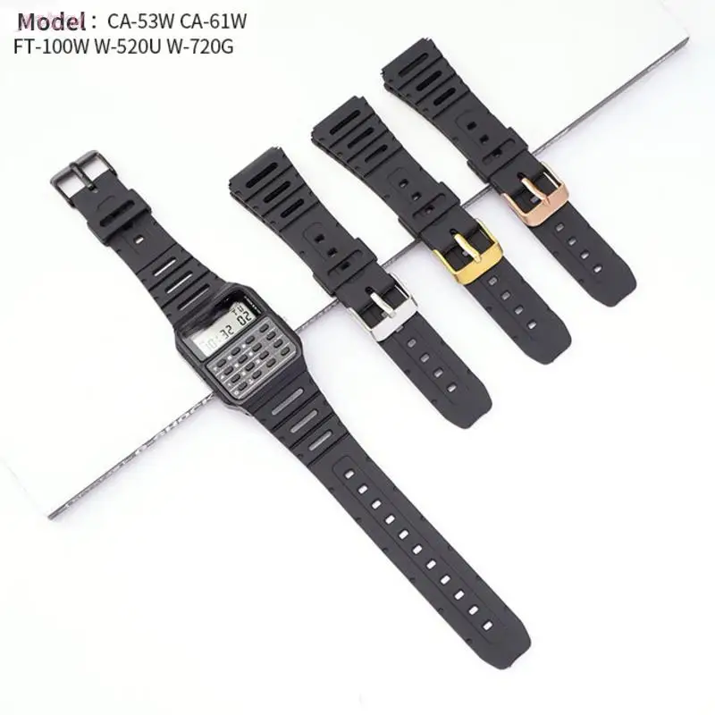 

18mm 20mm Rubber Strap For Casio G-Shock CA-53W Calculator Watch Band CA-61W Silicone Durable Belt Wristband Watch Accessories