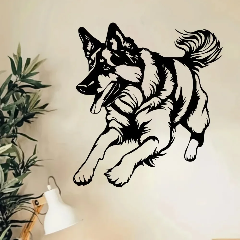 CIFbuy  Brand German Shepherd Metal Wall Art Iron Dog Sculpture Realistic Weather Resistant Statue for Living Room Garden Fence