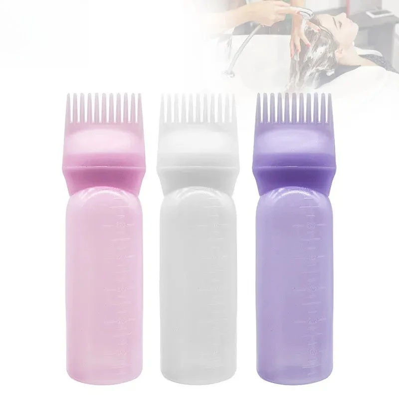 

3 Color Salon Hair Oil Applicator Bottle Professional Hairdressing Dyeing Comb Bottles Barbershop Hairdresser Coloring Supplies