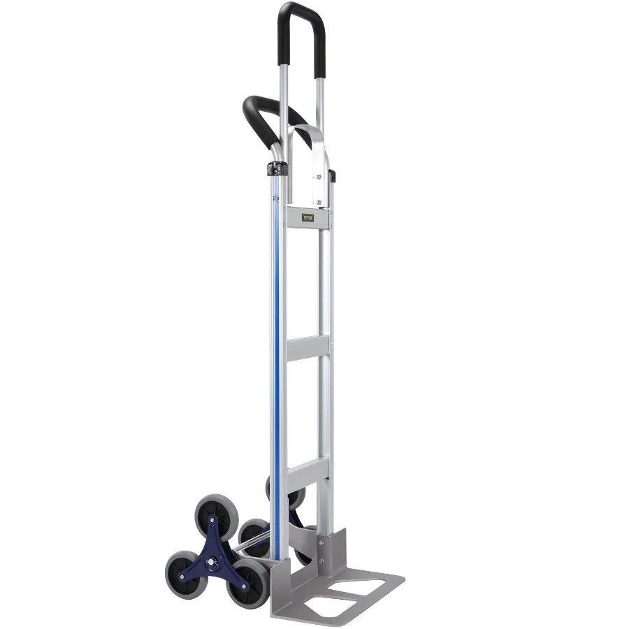 

Stair Climbing Cart 550 lbs Load Capacity Aluminum Hand Truck Dolly with Dual Handles Integrated Frame Nonslip Rubber Wheels M