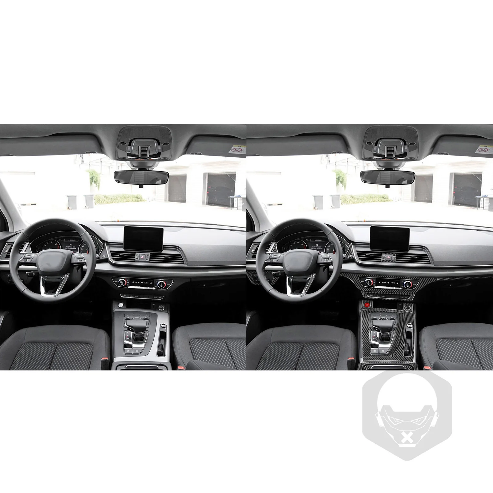 For Audi Q5 Q5L FY 2018-2020-up Carbon Fiber Air Vent Gear Cup Holder Panel Decoration Strips Car Interior Accessories Sticker