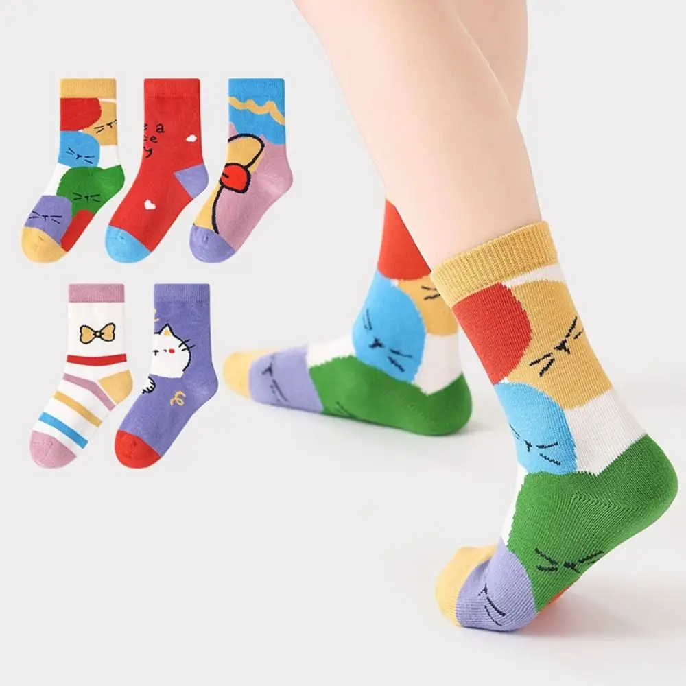 

5 Pairs Creativity Cotton Baby Socks Cute Cartoon Puppy Floor Socks Keep Warm Breathable Children's Socks Autumn and Winter