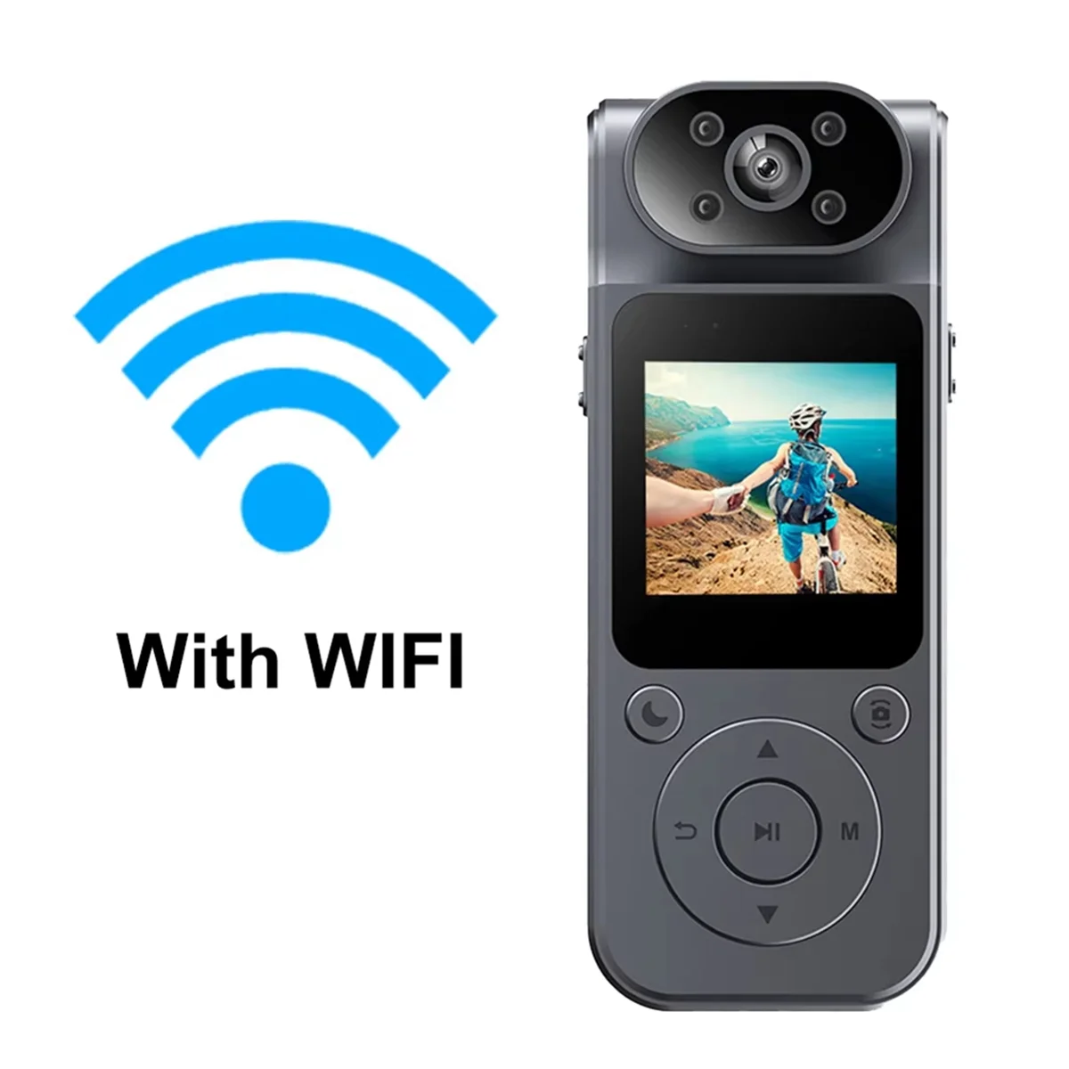 Durable 1080P Protable Digital Camera with Rotatable Lens Sports Camera Voice Recorder Bodycam for Journalists and Adventurers,A