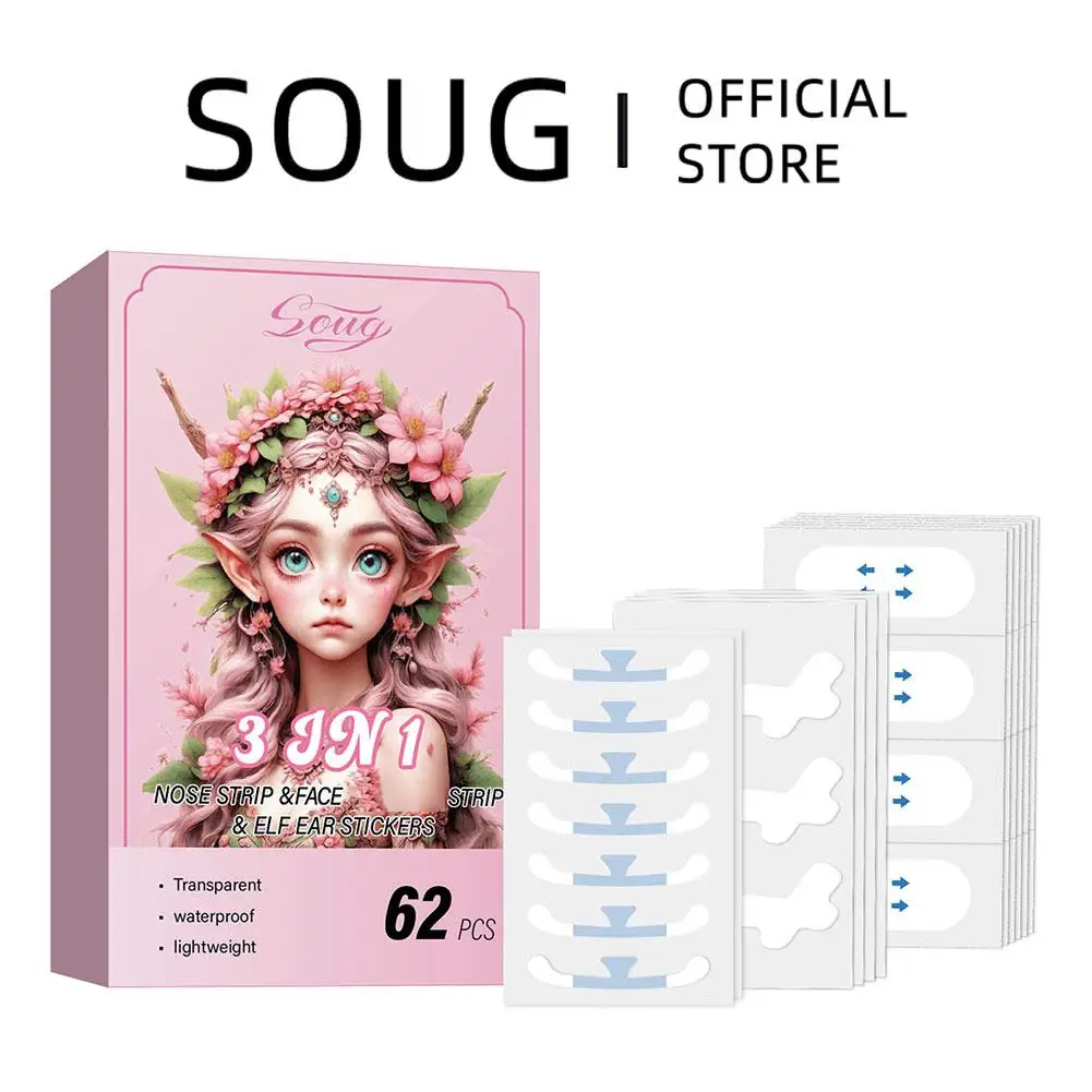 V Shape Face Lift Up Adhesive Tape Transparent 3 In Ear Stretchable Facelift Shaper Invisible Elf Tapes 1 Nose Stickers Q7X6