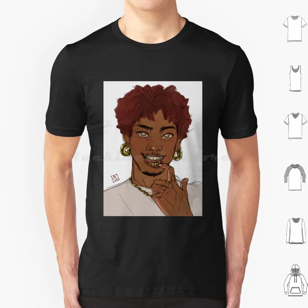 Cool Black Boy Portrait T Shirt 6xl Cotton Cool Tee Teeth Gold Grillz Black Rap Smile Grills Mouth Grill Hip Hop Portrait Lips