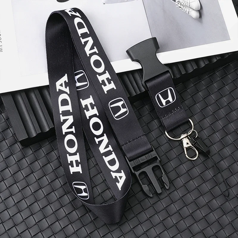 Lanyard Nylon Printing Emblem Style Black White Red Blue Keychain For Honda Mugen Jazz Insight Freed Fit CRV Civic Accord City - view 5
