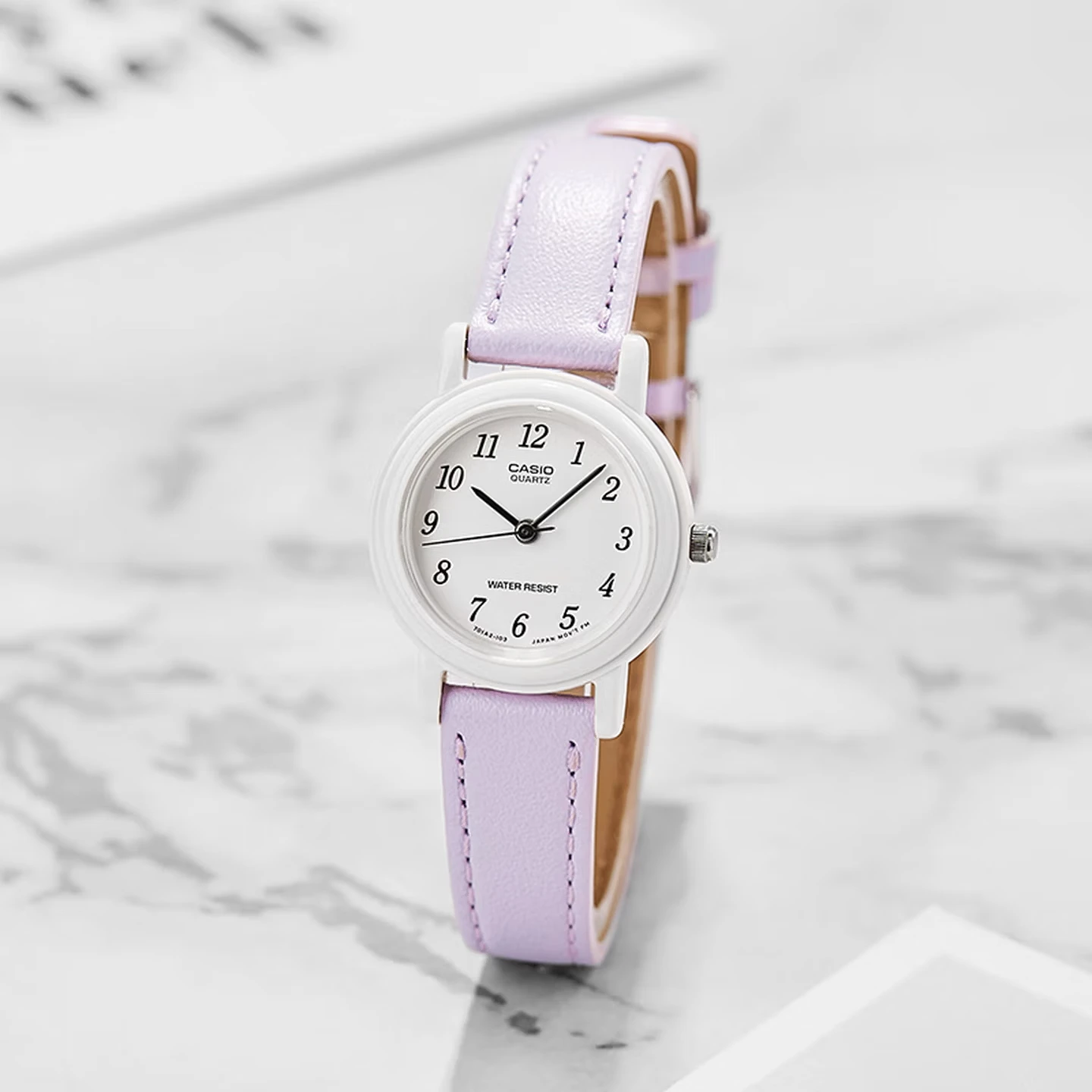 CASIO LQ-139L Quartz Watch for Women, Leather Band, Resin Case, 30M Waterproof, Lightweight Daily Casual Timepiece