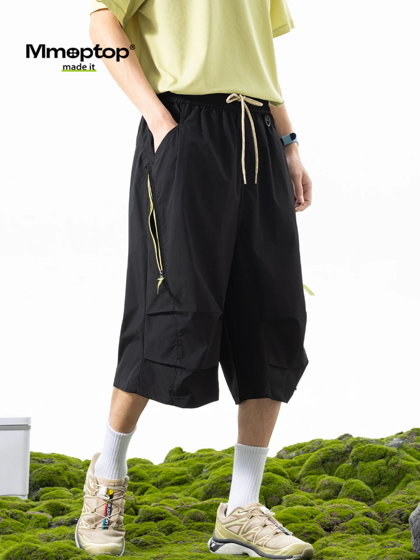 

MMOPTOP American Style Casual Workwear Men's Thin Seven-Foot Pants Summer Drawstring Loose Eight-Foot Quick-Dry Shorts