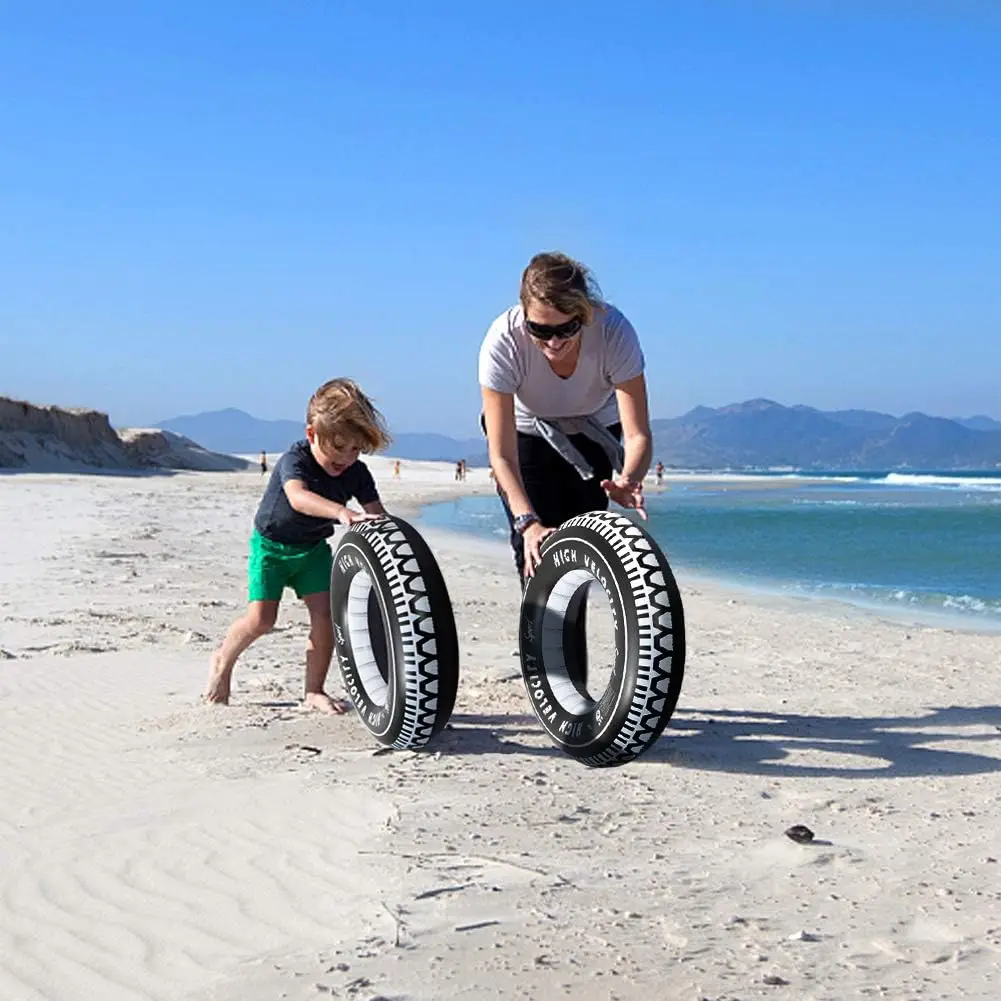 Inflatable Tire Tubes Pool Floats for Adults Kids Tire Swimming Rings River Raft Truck Race Car Themed Birthday Party Supplies D
