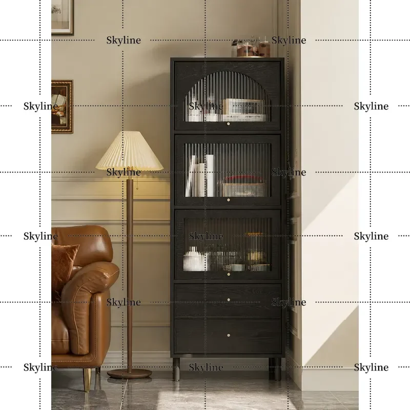 for Bookcase Living Room Wall Mounted Display Cabinet Dust Proof Storage Arched Locker with Door Narrow Custom Standing