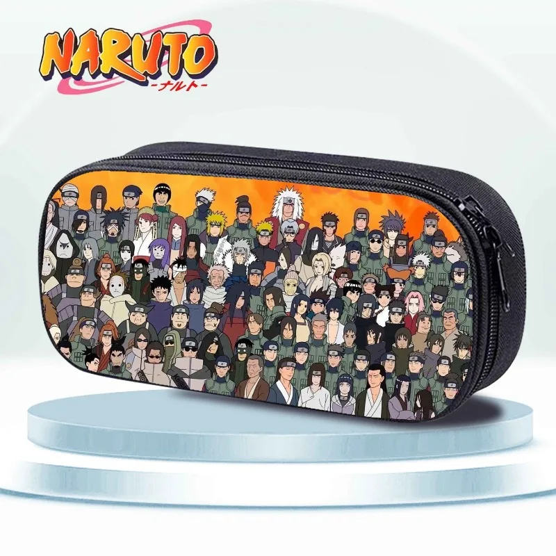 Naruto Pencil Bag Naruto Kakashi Sasuke Multi-layer Stationery Box Large Capacity Zipper Canvas New Waterproof Pencil Box Gift