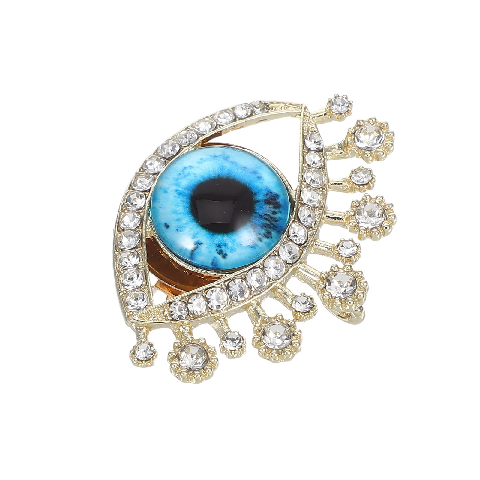 Rhinestone Evil Eye Brooch Pin Creative Short Corsage Jewelry Unique Party Retro Decorative Accessory for Cardigans Suits