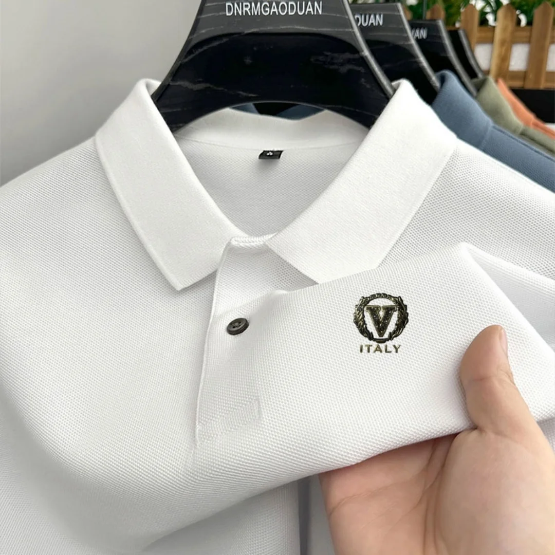 العلامة التجارية الفاخرة قميص بولو رجالي التلبيب إلكتروني طباعة قصيرة الأكمام 100 القطن تي شيرت الصيف جديد كلاسيكي موضة الاتجاه ملابس للرجال #2