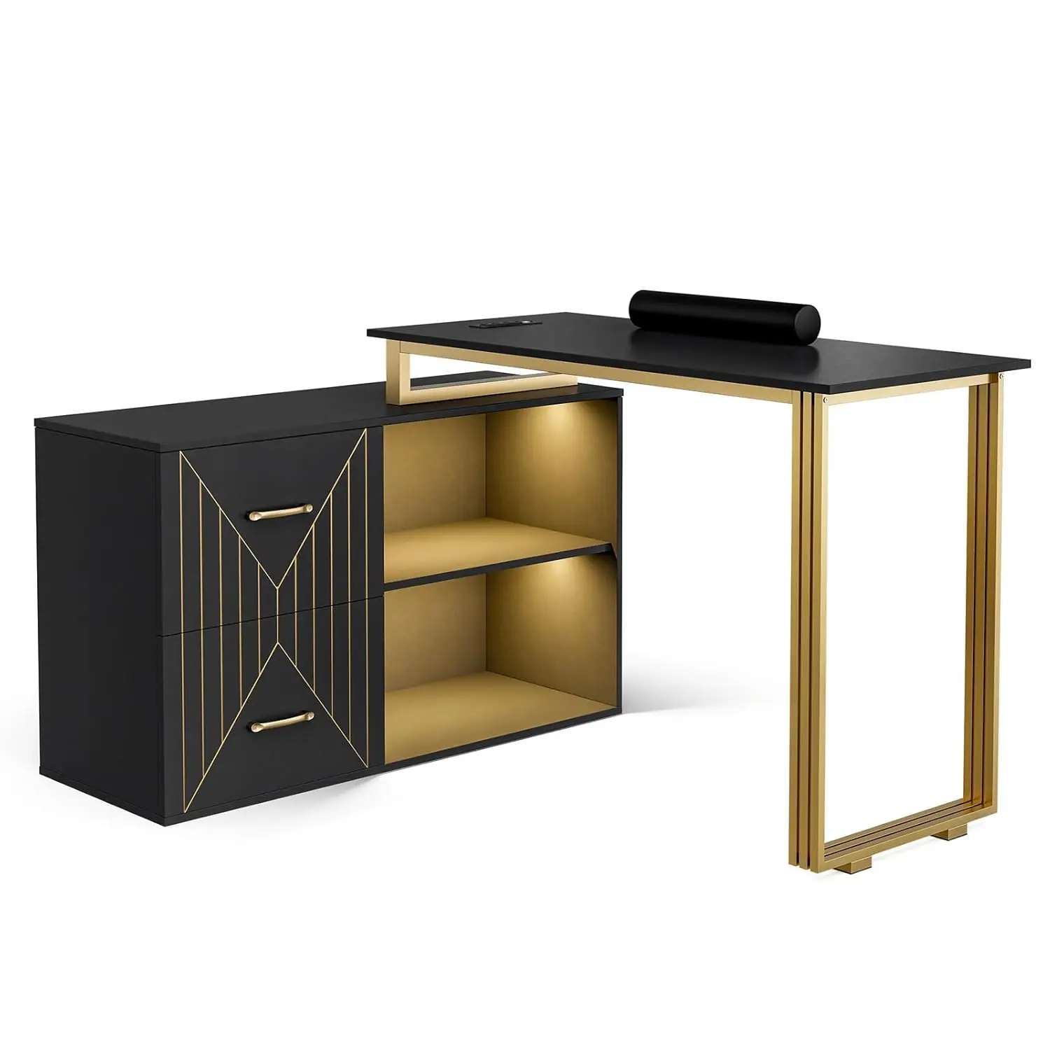 

Маникюрный стол для мастера с подставкой для запястья, угловой стол для маникюра с 2 ящиками и 2 полками, для салона красоты, на заказ