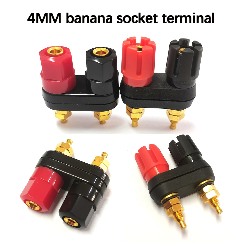 1PC Lautsprecher-Audioverstärker-Anschluss, doppelt integrierter Klemmenanschluss, 2-in-1-Bananenbuchse, 4 mm, rot, schwarz, doppelter Sechskant-/Pflaumenkopf – Detail 1