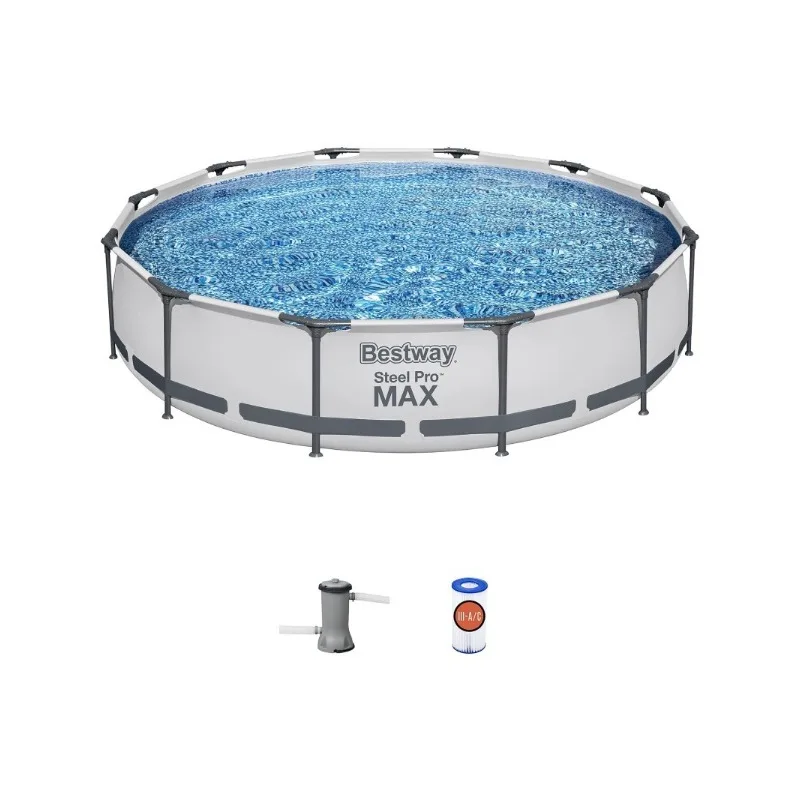 

Steel Pro MAX Above Ground Swimming Pool (12' x 30") | Round Outdoor Backyard Family Pool | Includes 530 GPH Pump