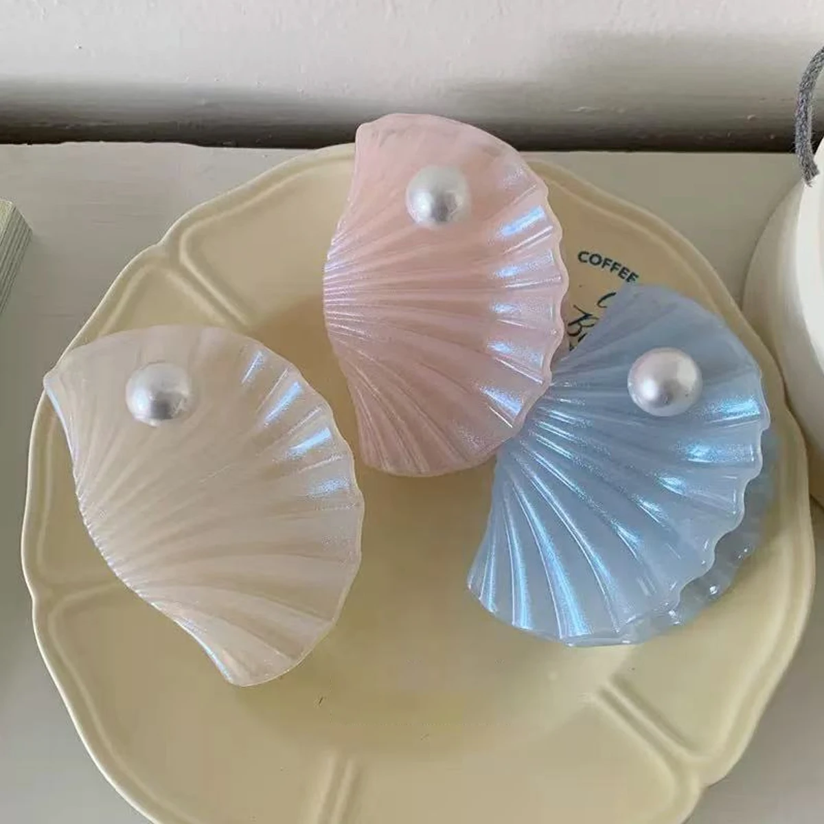 1 Stück Super Fairy Perlmutt-Muschel-Haarspange, neue Haarklammer, Haarspange für halbgebundenes Haar auf der Rückseite des Kopfes, Strand-Haarschmuck – Detail 4