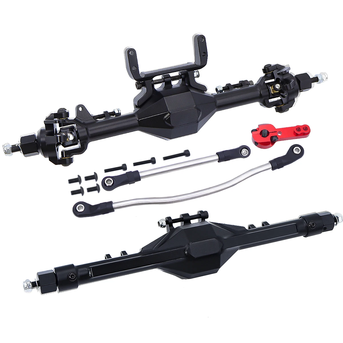 CNC Metaal Aluminium Voor Achter Rechte Complete As Set Voor 1/10 Axiale SCX10 II 90046 90047 RC Crawler Upgrade Onderdelen
