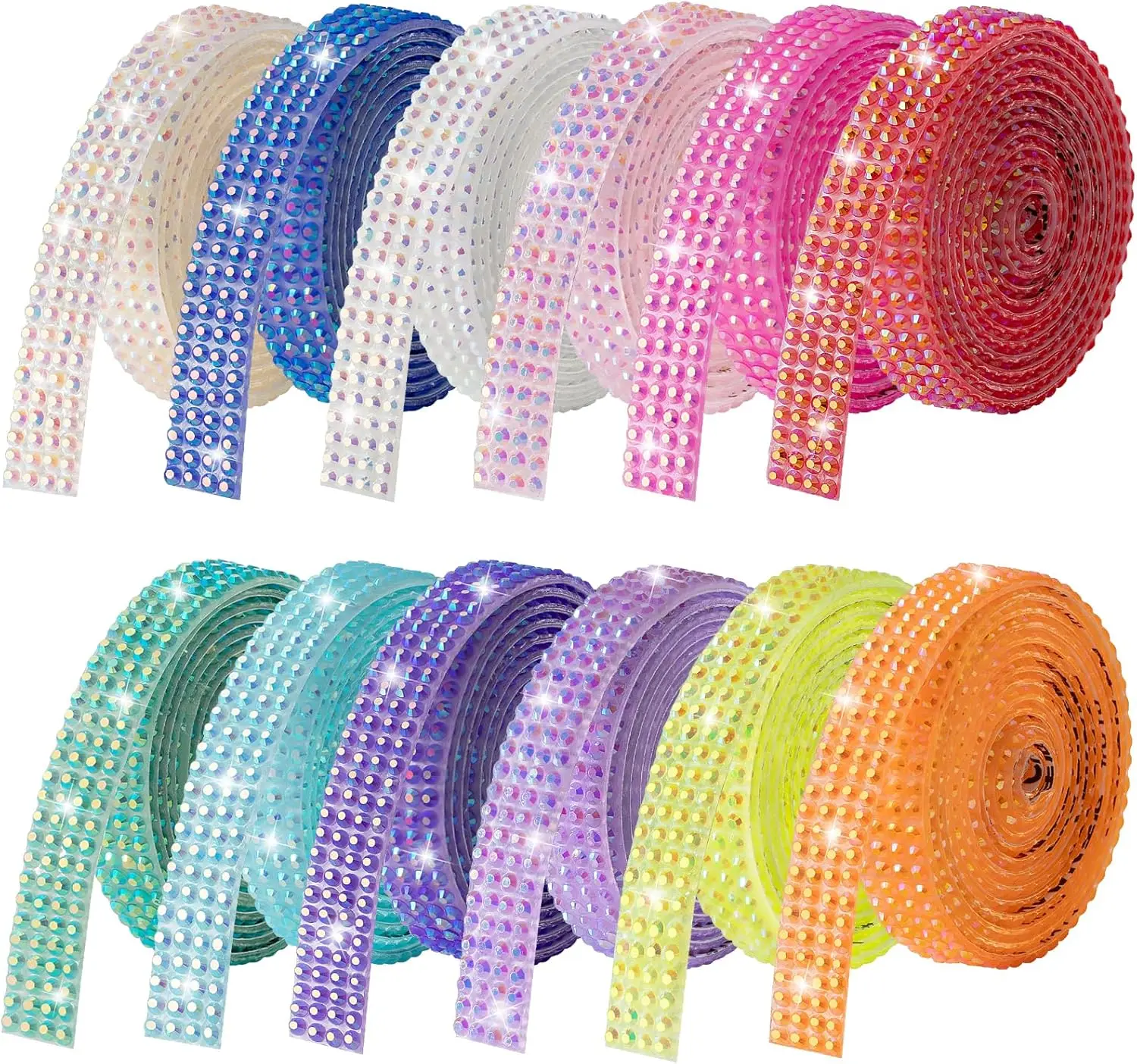 

Self-Adhesive Rhinestone Strips, 12 Rolls for DIY Crafts, Bedazzling Decorations