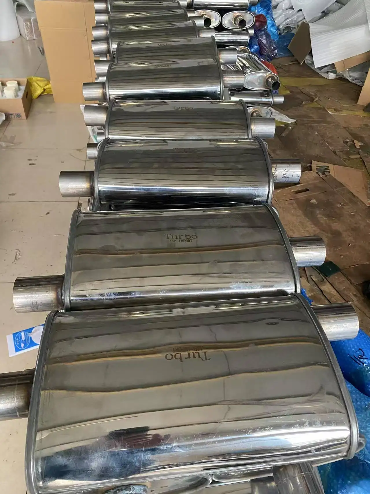 Universal S409 Stainless Steel Muffler Automotive Exhaust System Polished Finish Custom Sizes 1.5mm 100% Tested 1 Year