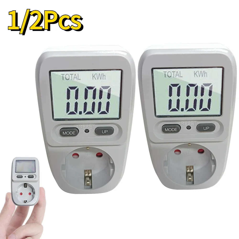 1/2Pcs EU Plug Billing Meter Digital Voltage Wattmeter Power Meter Billing Socket Intelligent Biller for Electrical Equipment