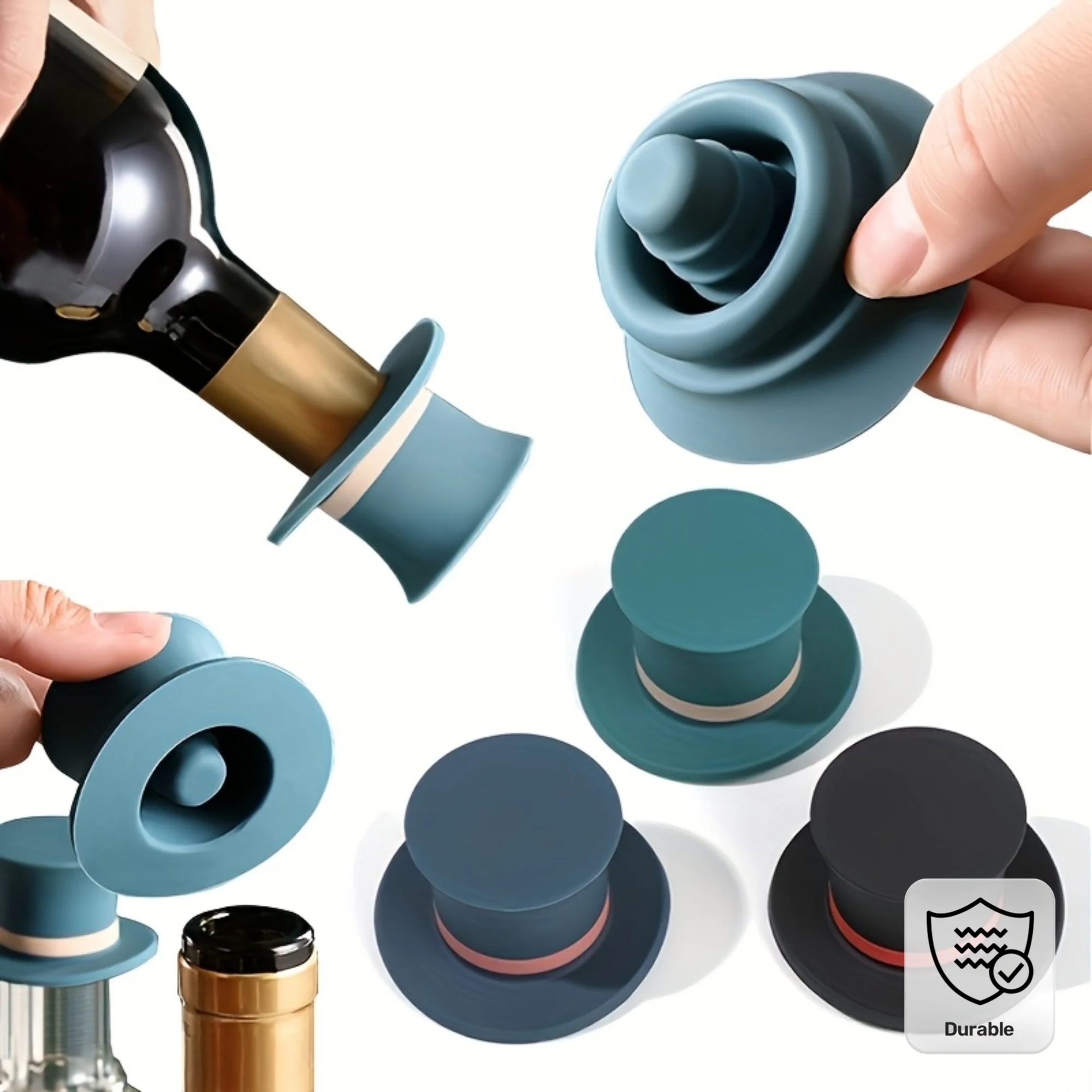 Wine Beer Champagne - Silicone Wine Stoppers 2PCS, Leak Proof