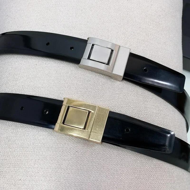 Summer Women's smooth buckle bright leather belt Simple positive leather accessory belt 3.0 full belt for women