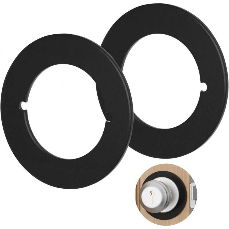 2 도어 손잡이 보강 플레이트 원형, 커버 데드볼트, 핸들 수리 키트, 검정색