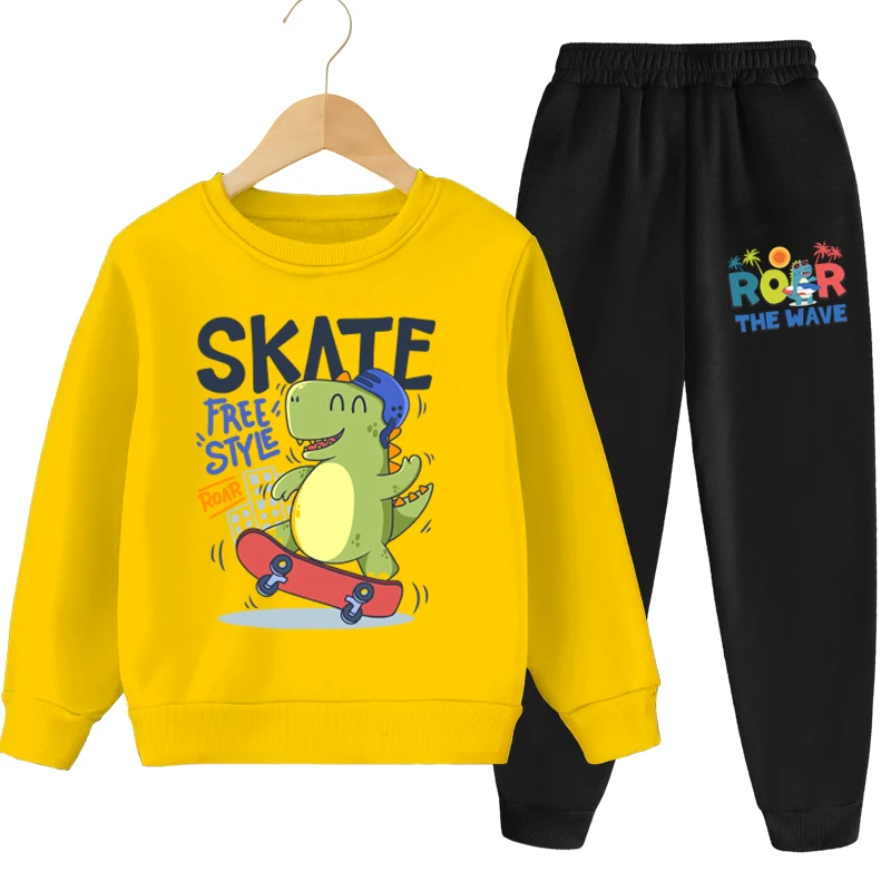 Frühling Herbst Kinder Kpop Sweatshirt-Sets Jungen Mädchen Cartoon-Print Pullover und Lange Hosen 2-teilige Sets Kinder Lässiger Trainingsanzug – Detail 2