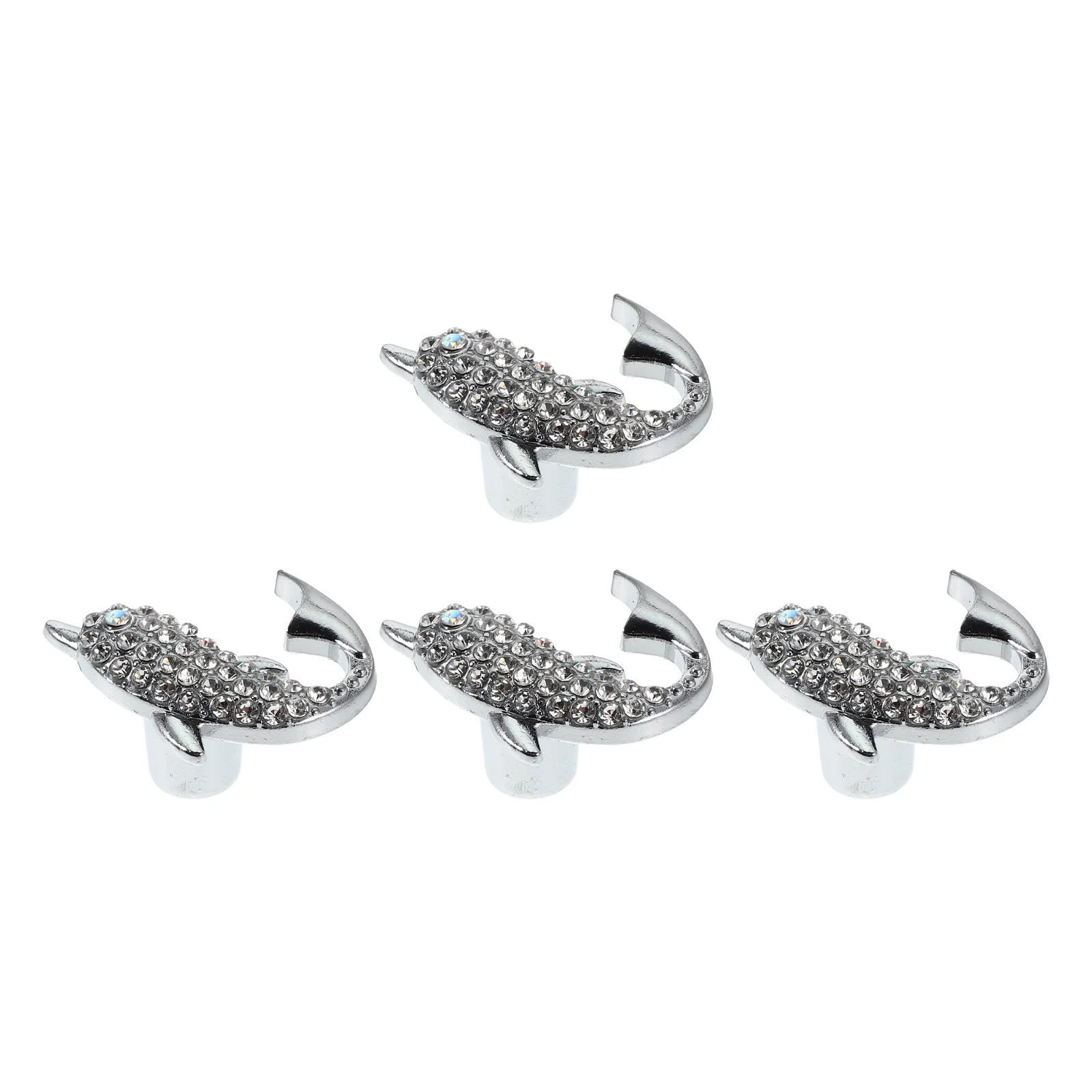 

4Pcs Dolphin Drawer Handles American Style Single Hole Crystal Inlay Kids Furniture Pulls Decorative Knobs for Children Room