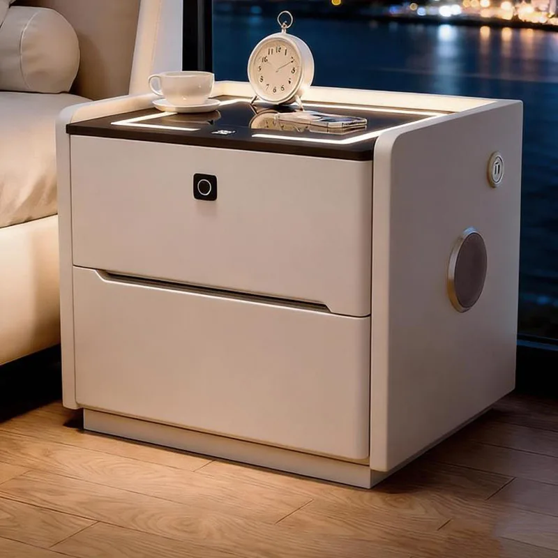 Mid Century Bedside Table Office Storage Hotel Drawers Smart White Vintage Night Stand Charging Japanese Bedroom Furniture