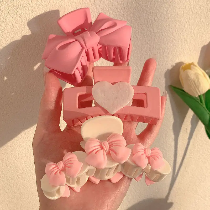1/3pcs Set Pink Hair Claw Clips with Multi-Styles Flower Claw Clip for Thick Hair Women Non Slip Hair Clips Fashion Accessories
