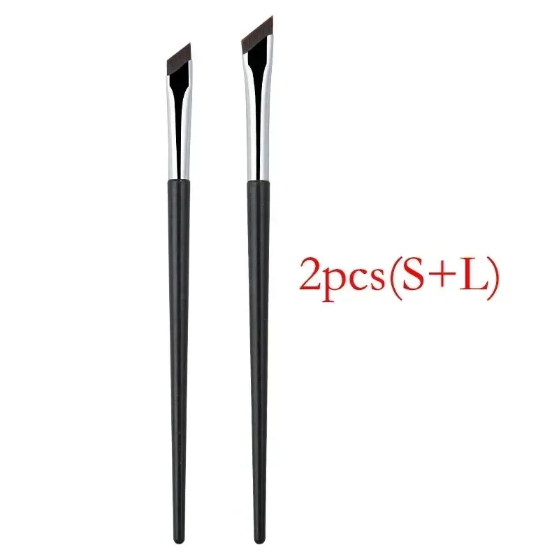 2 uds cepillo delineador de ojos de hoja en ángulo cepillo de cejas fino ultrafino cepillos de delineador de ojos de hoz plana herramientas de maquillaje delineador de ojos en ángulo fino