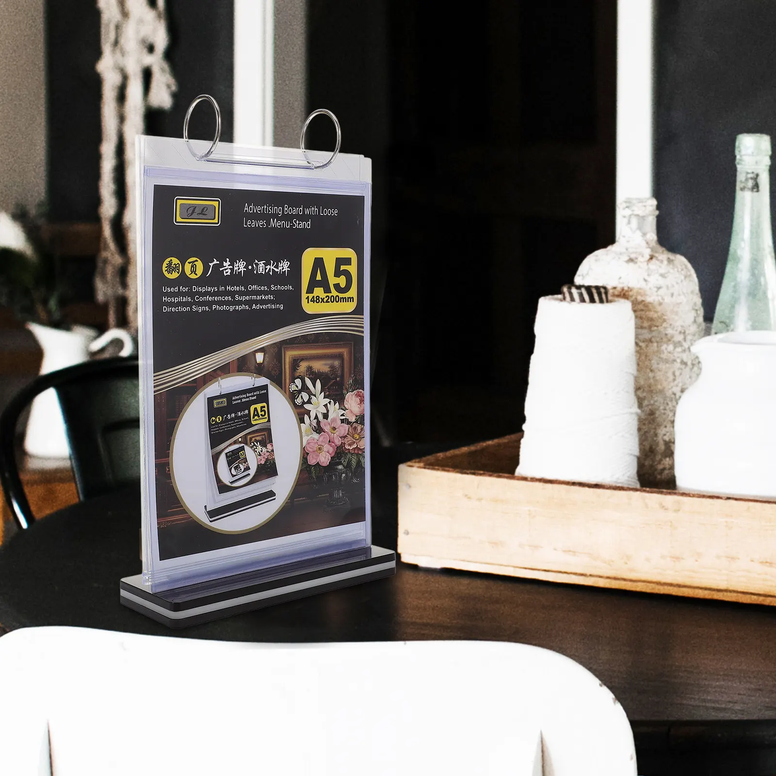 

A5 Acrylic Menu Stand Holder Tabletop Flip Display for Bar Restaurant Cafe Multifunctional Space-Saving Rack Menu Stand Holder