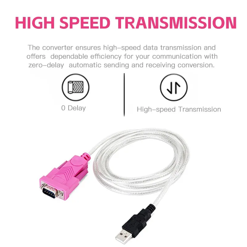 USB to RS232 DB9 Serial Cable 9-pin Shielding High Speed Data Transmission Dual Chip Computer Printer Scanner