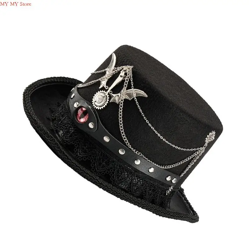 قبعة N1HE ذات سلسلة ميكانيكية عتيقة وإكسسوارات أزياء كلاسيكية مزخرفة بالدانتيل