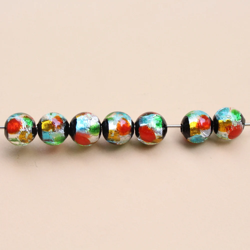 Luminous  Lampwork Glass Beads Glow In the Dark Mix Color foilRound  for Jewelry Bracelet Necklace Earring Making Accessories