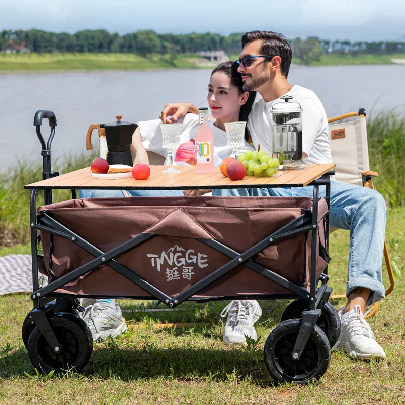 grande capacidade portable travel cart camping car beach party armazenamento dobravel jardim parque picnic cart 150l 01