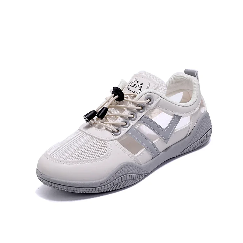 

2026 Summer Women's shoes toe cap sandals look good and versatile hollow out breathable white board shoes for girls