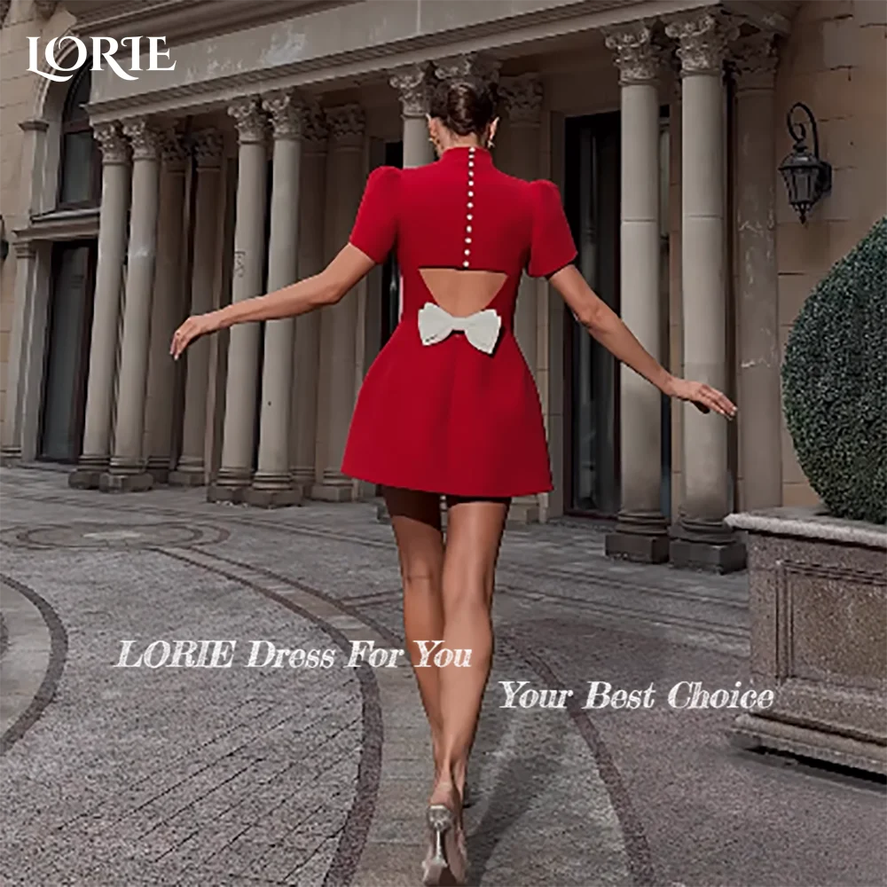 

LORIE Red Short Formal Evening Dresses Bow Prom Dresses Homecoming Dress Clebrity Cocktail Gowns Mini Party Dress Club Dresses