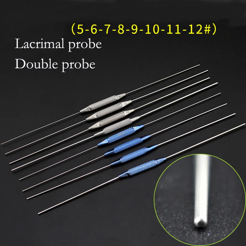 

Ophthalmology lacrimal duct probe with hole flushing probe stainless steel titanium alloy double-head probe tool