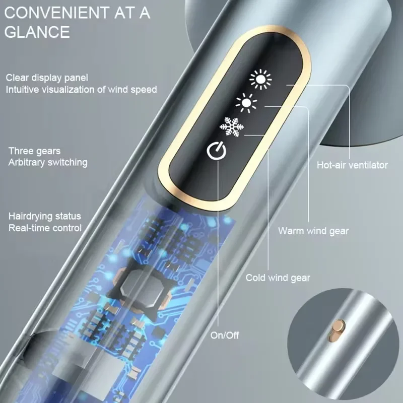 Secador de pelo profesional de iones negativos de 2000W, secador de pelo de poco ruido, potente secador de salón ajustable de alta velocidad para el hogar