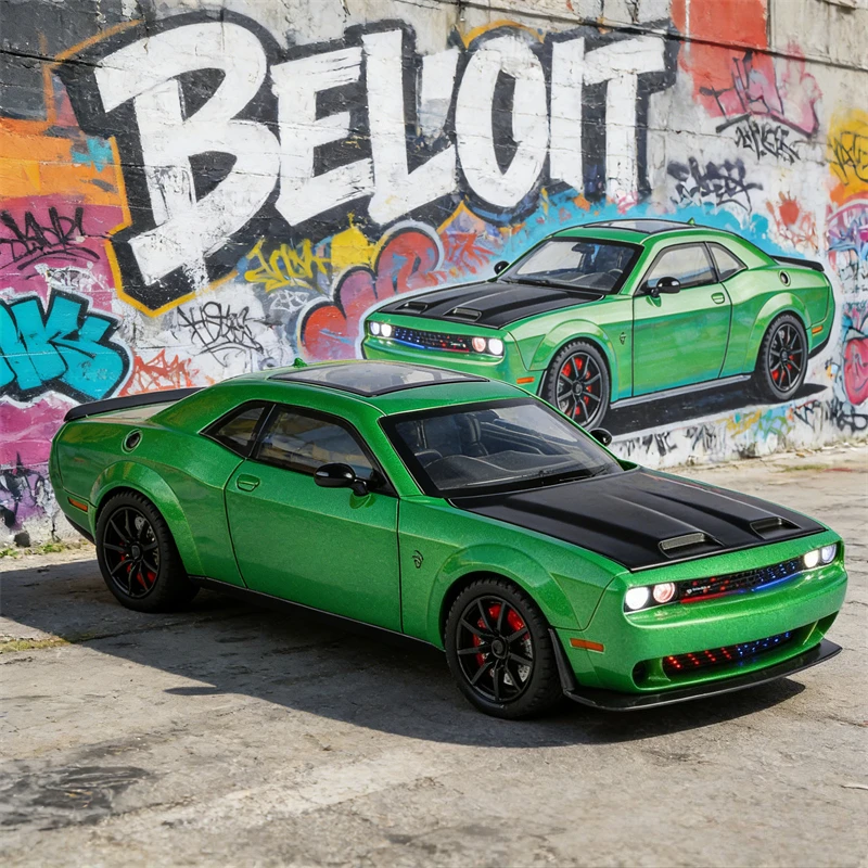 

1:24 Challenger SRT Hellcat Super Muscle Car, литая под давлением модель автомобиля из сплава металла, коллекционирование хобби, декоративный подарок другу