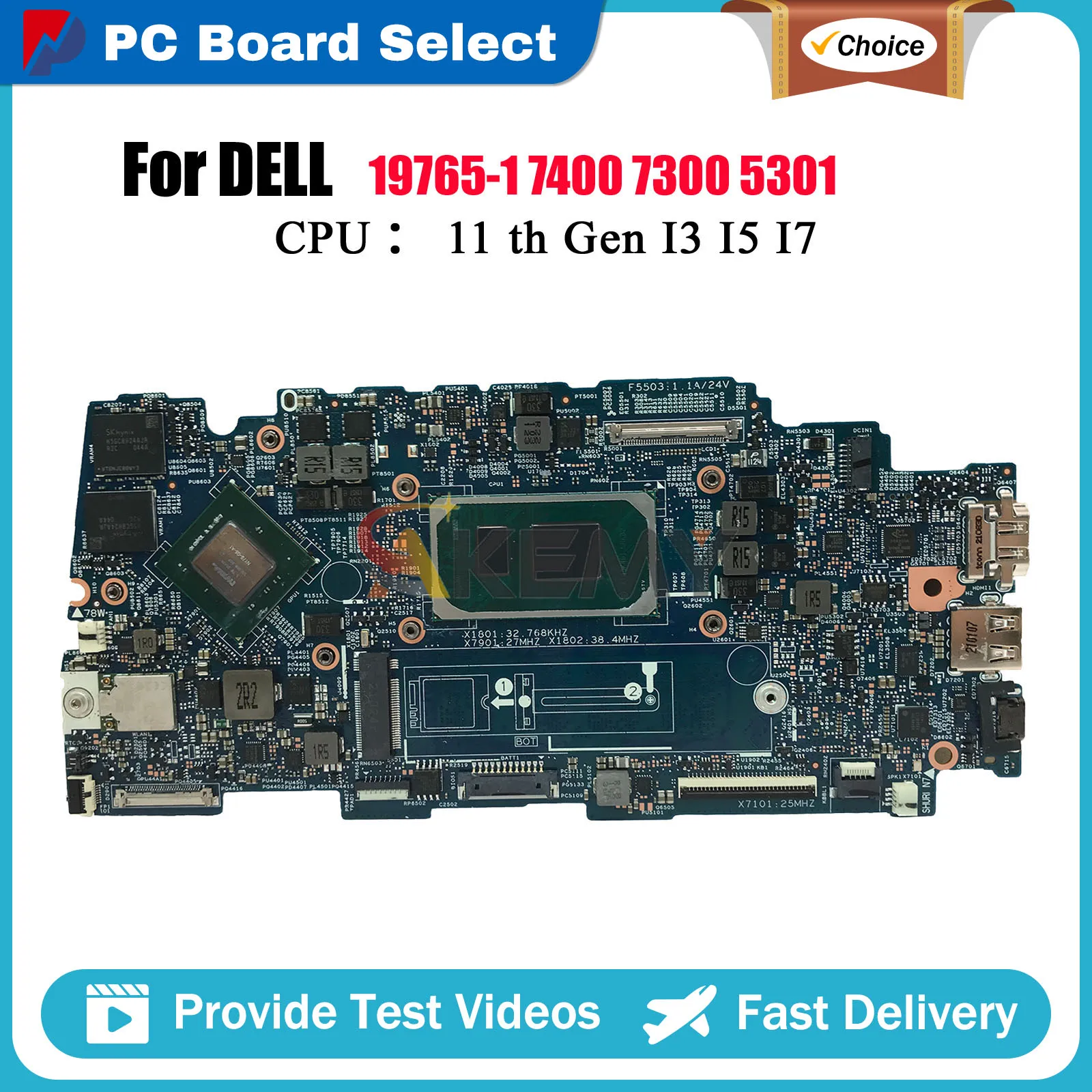 

Laptop Motherboard For Dell Inspiron 7400 7300 Vostro 5301 19765-1 09298W 09750J 09JX16 0X49H6 with i3 i5 i7 CPU Tested OK