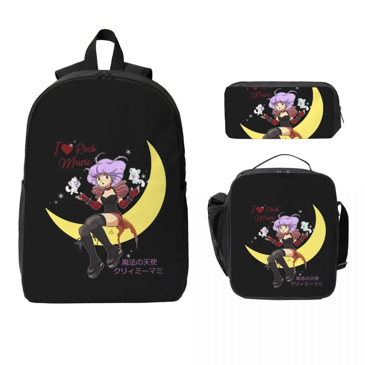 

Creamy Mami Backpack Student Boys Girls BookBag School Bag Computer Shoulder Bags 3ps Insulated Lunch Bag Pencil Case