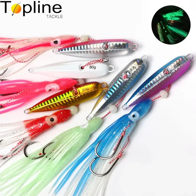 

Inchiku Metal Jig Head Lure 80g 100g 120g 150g 180g 200g Luminous Squid Hook Soft Sinking Saltwater Spinning Fishing MarlinLure