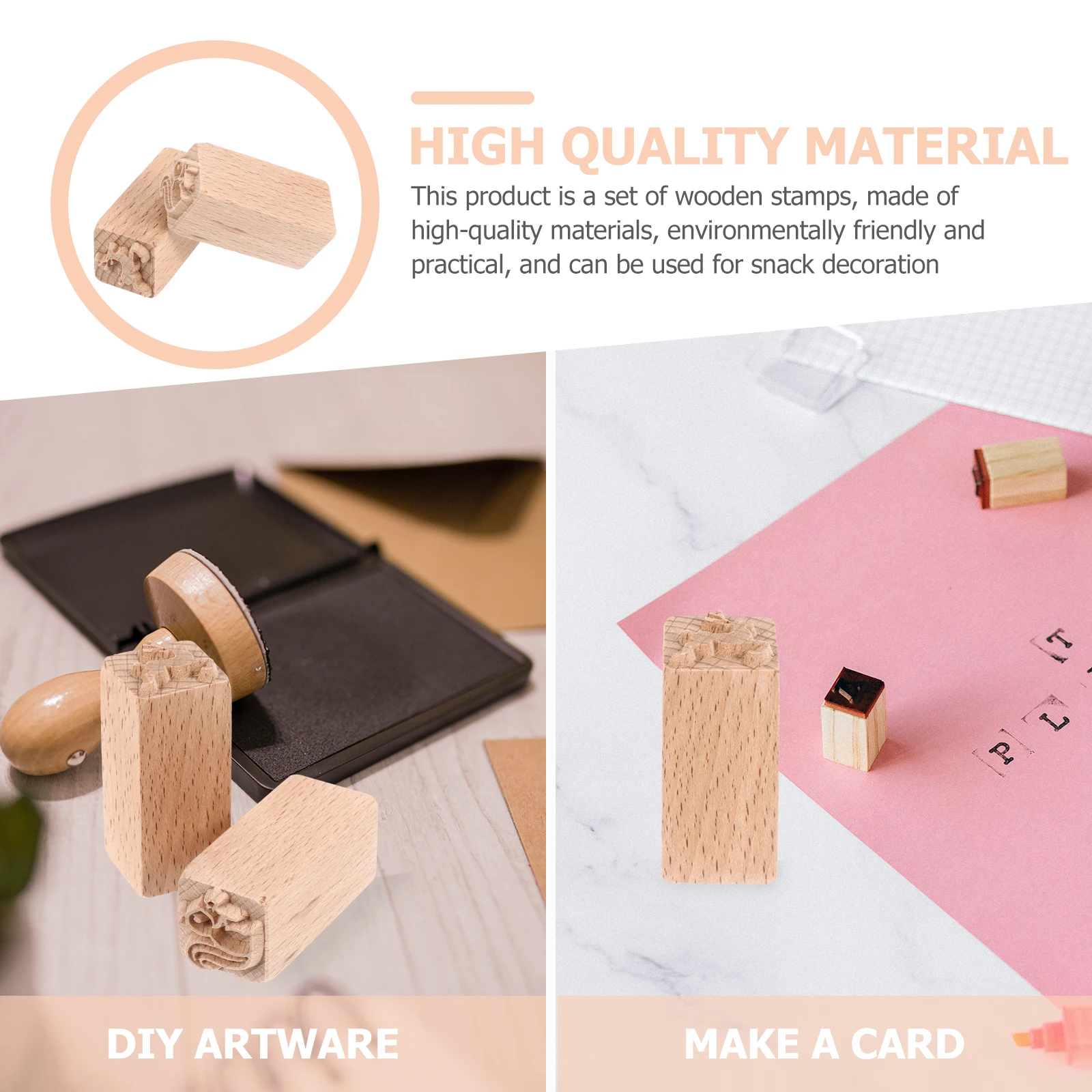 

2Pcs Wood Seal Creative Pattern Stamp for DIY Crafts Retro Child Decor Safe EcoFriendly LongLasting Lightweight Storage
