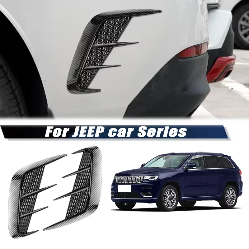 Carbon Fiber Car Fender Trim Car Sticker Shark Gills Simulation Side Intake Body Sticker Accessories For JEEP Car Series